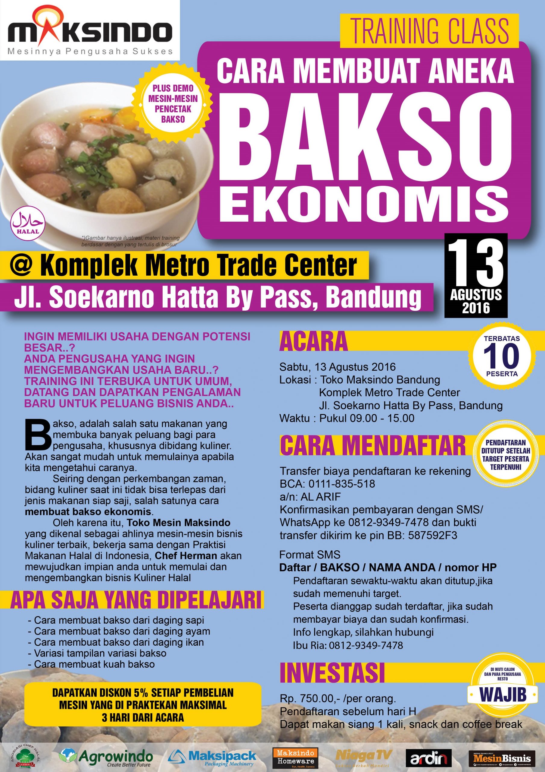 Training Usaha Bakso di Bandung 13 Agustus 2016