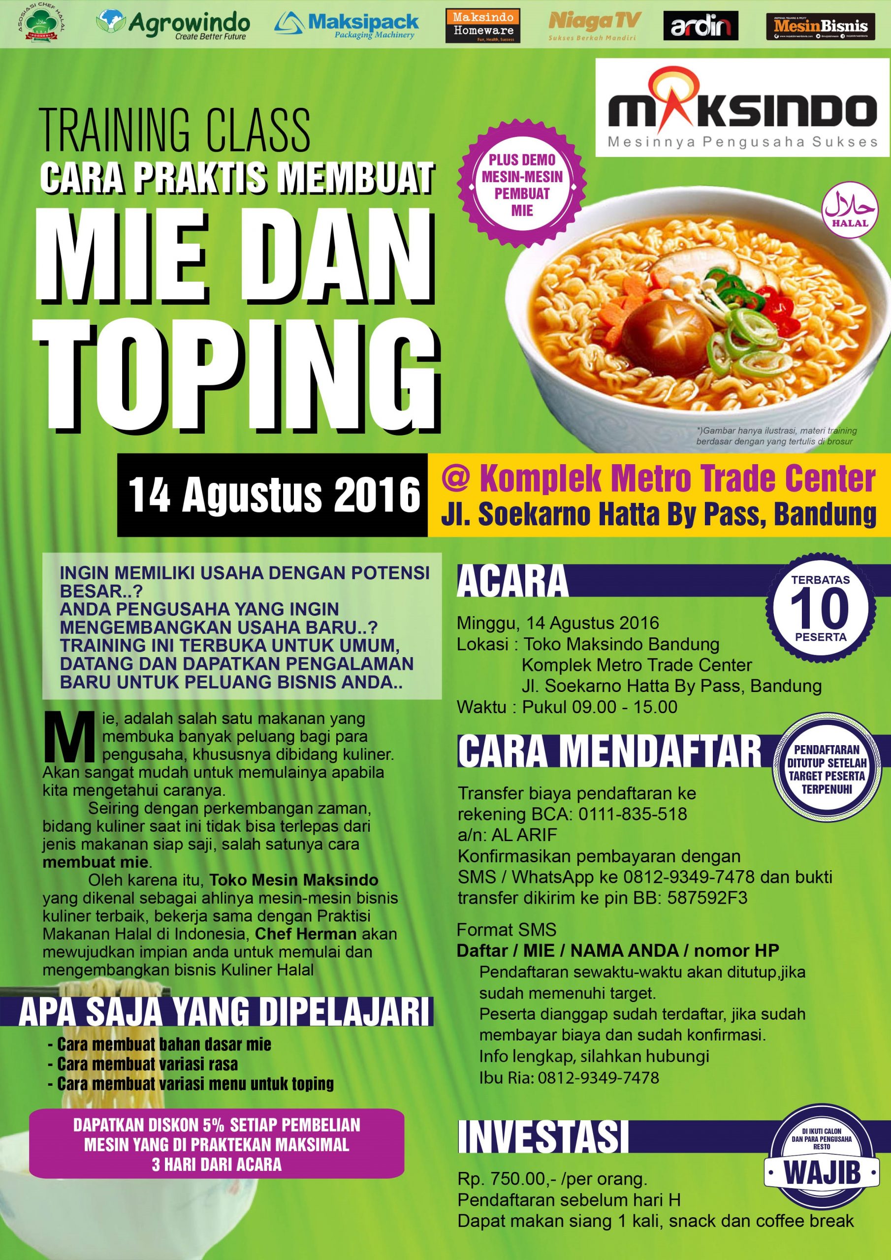 Training Usaha Mie dan Toping di Bandung 14 Agustus 2016
