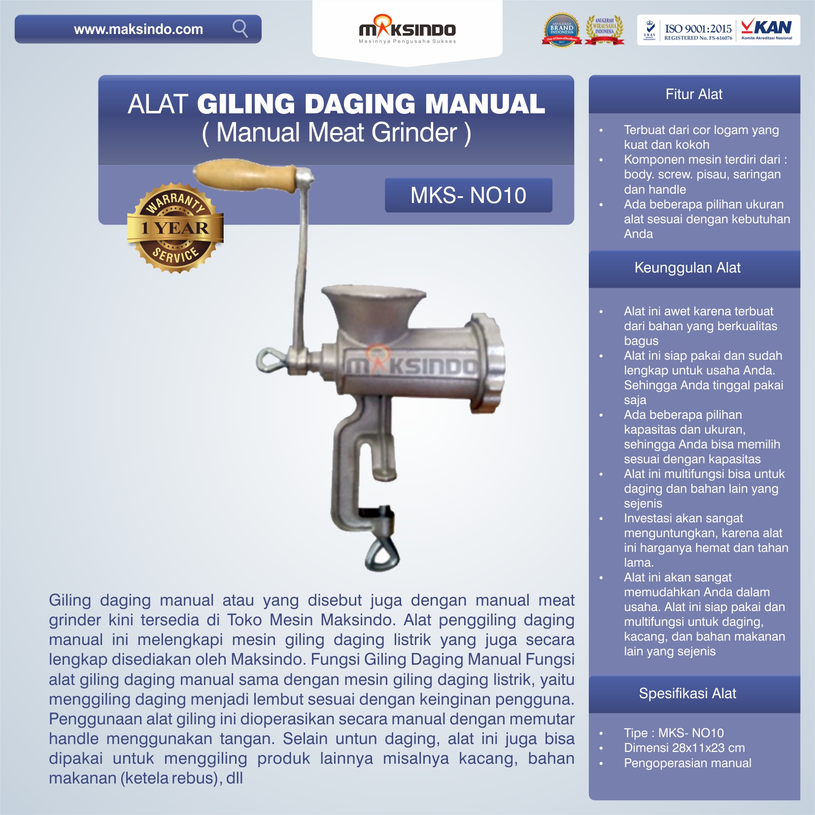 Jual Alat Giling Daging Manual di Palembang