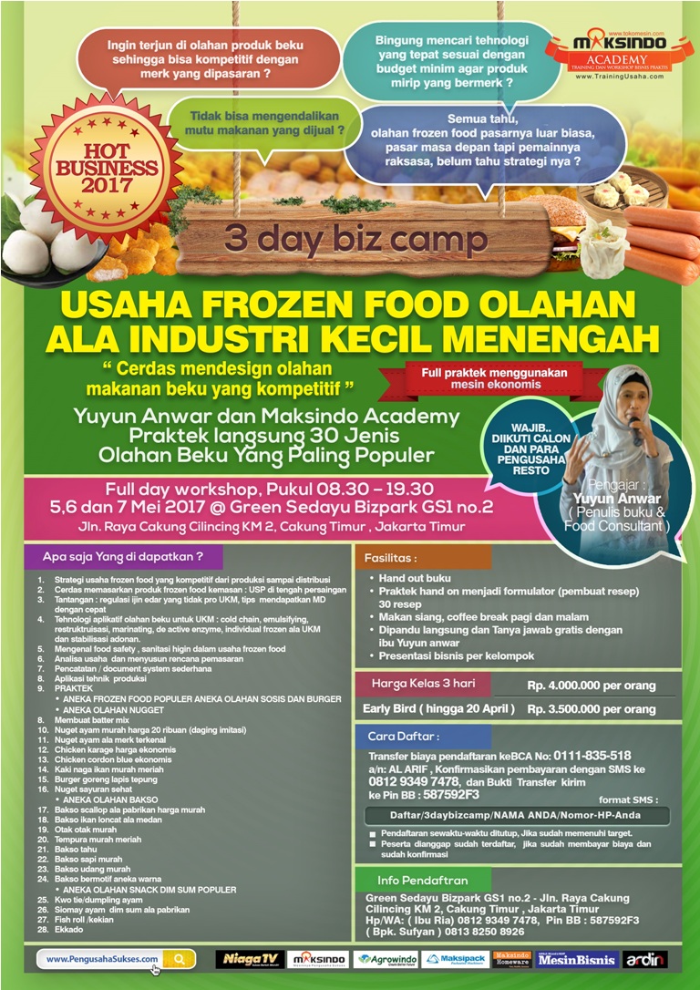 Training Usaha Frozen Food, 5-7 Mei 2017