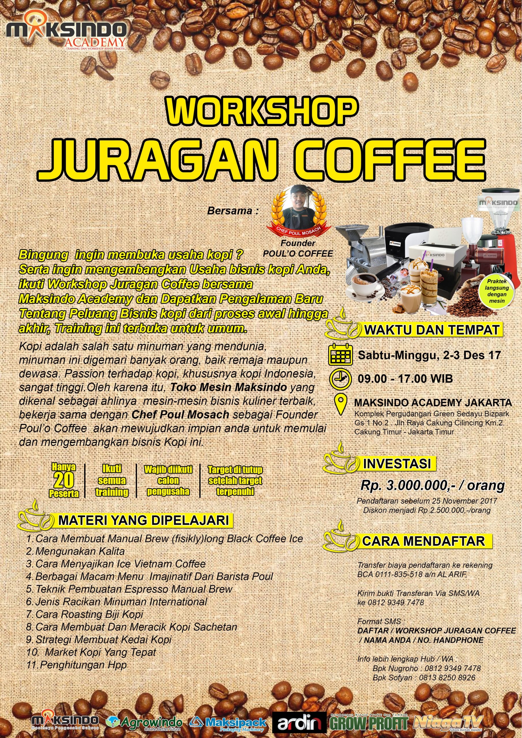 Workshop Juragan Coffee, 2-3 Desember 2017