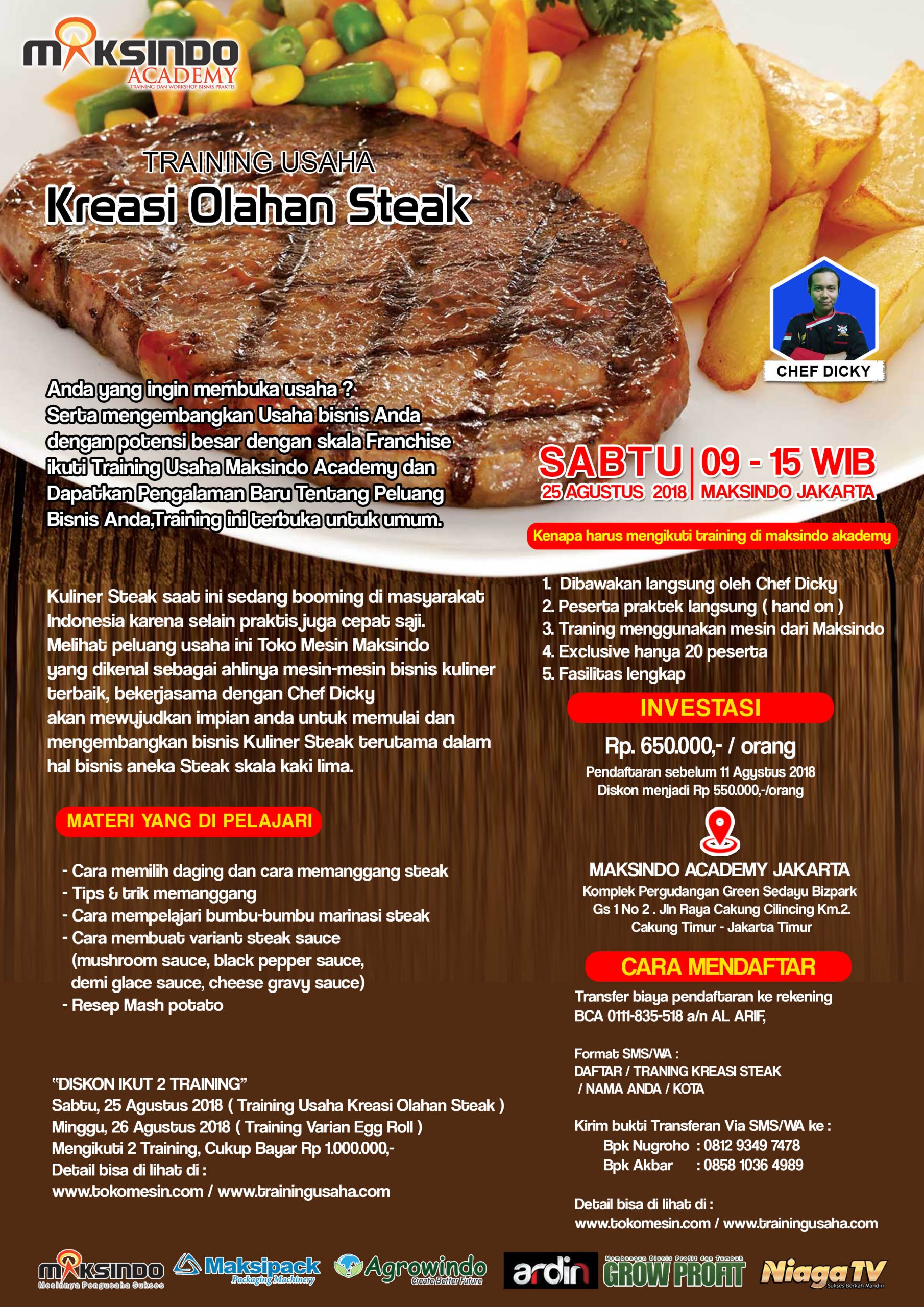 Training Usaha Kreasi Olahan Steak,Sabtu 25 Agustus 2018