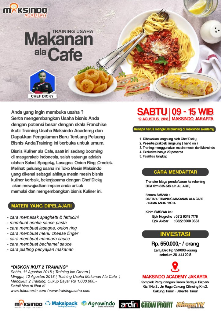 Training Usaha Makanan Ala Cafe, 12 Agustus 2018