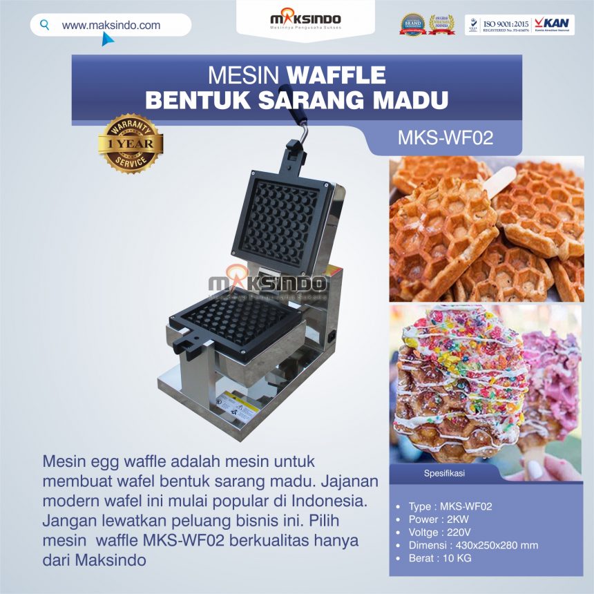 Jual Mesin Waffle Bentuk Sarang Madu MKS-WF02 di Palembang