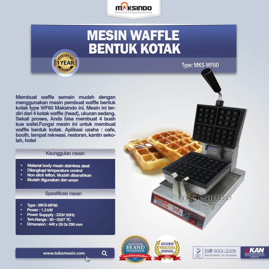 Jual Mesin Waffle Bentuk Kotak (WF-60) di Palembang