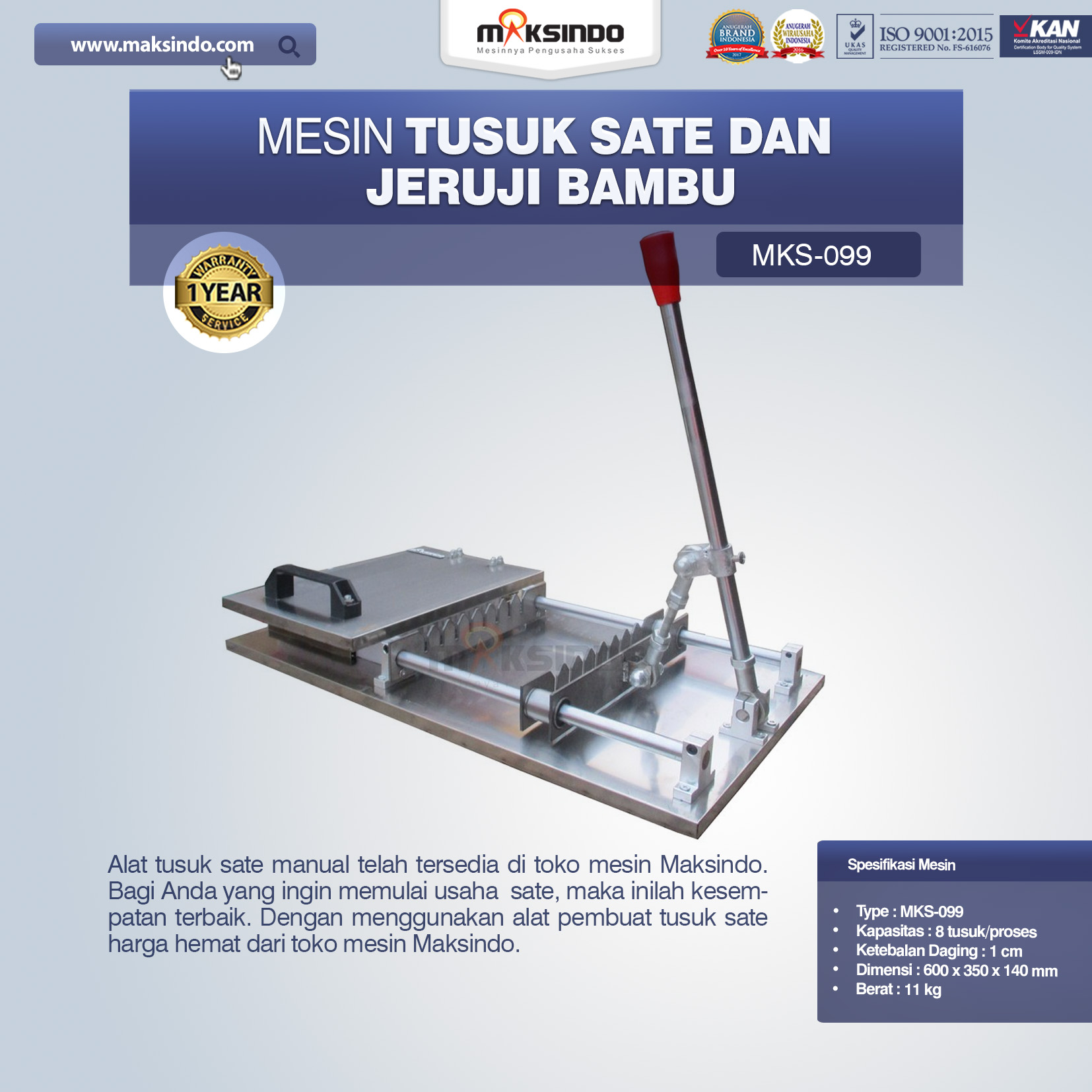 Jual Alat Tusuk Sate Manual MKS-099 di Palembang