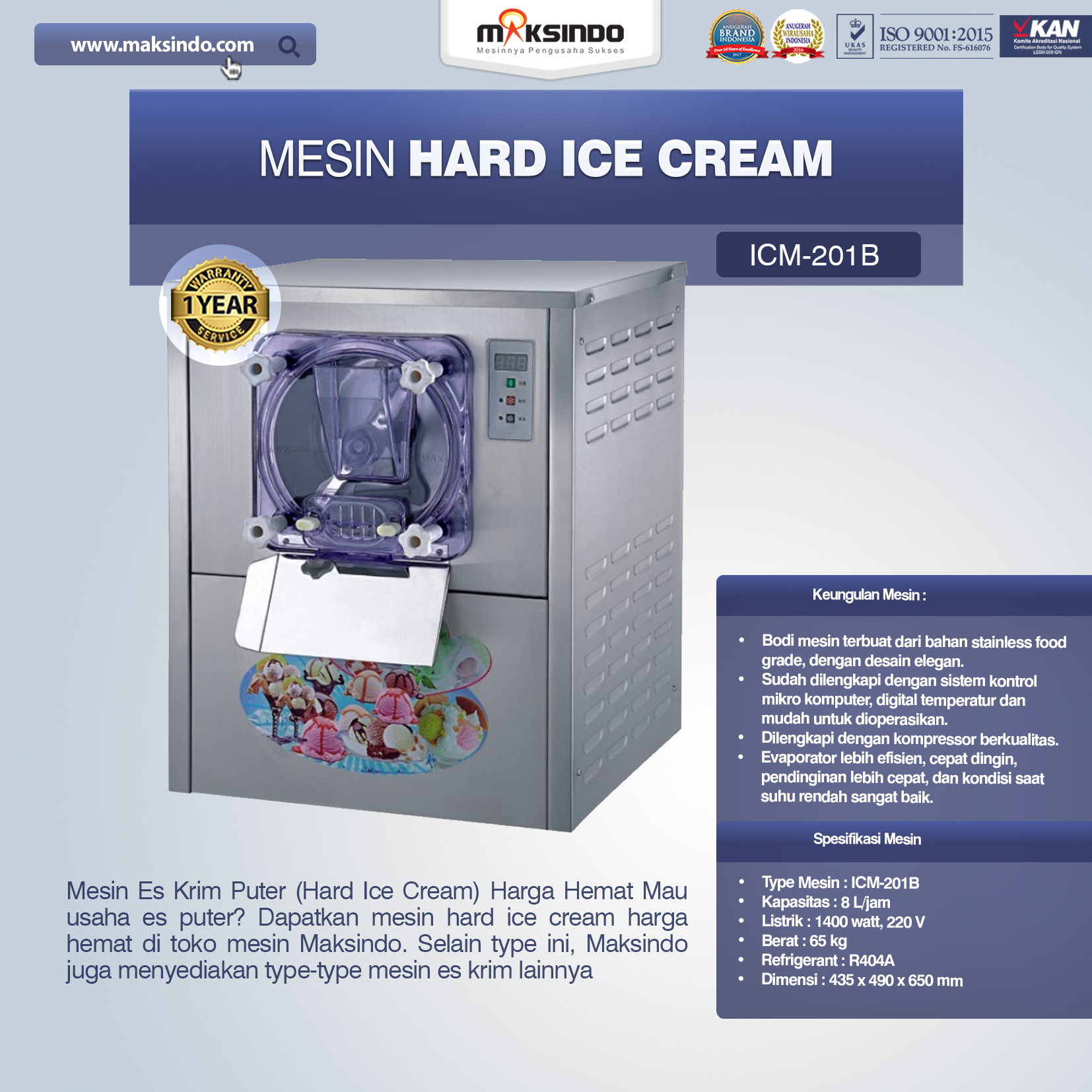 Jual Mesin Hard Ice Cream (ICM201B) di Palembang