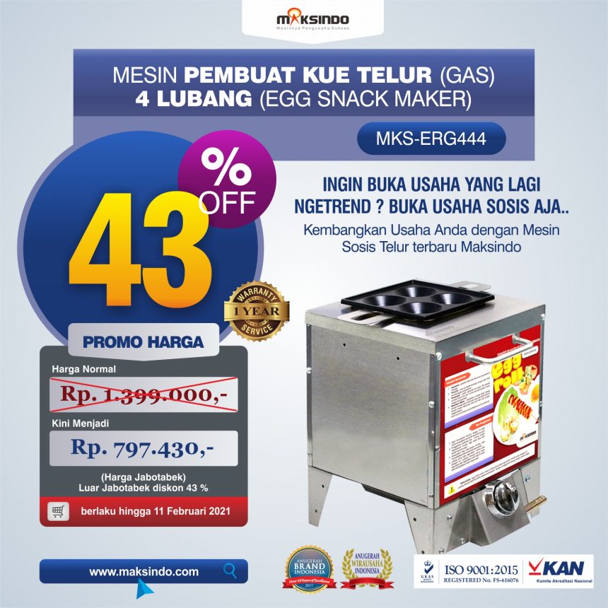 Jual Mesin Pembuat Egg Roll (Gas) 4 Lubang MKS-ERG444 di Palembang