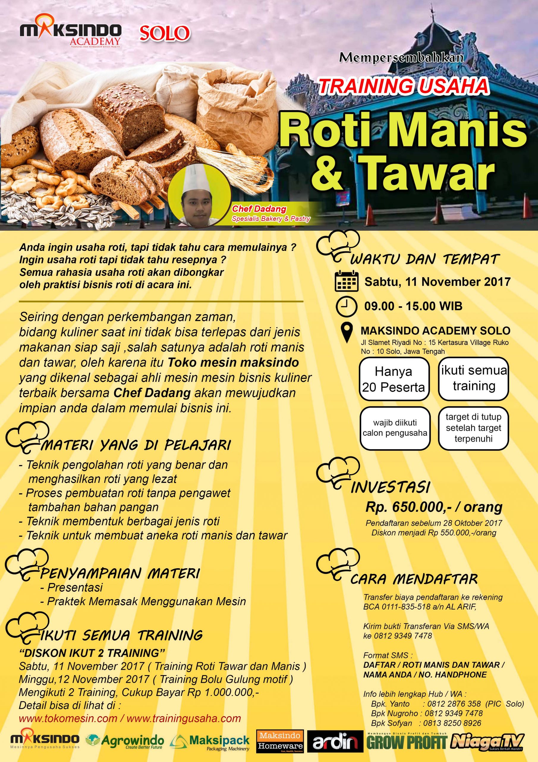Training Usaha Roti Manis dan Tawar, 11 November 2017