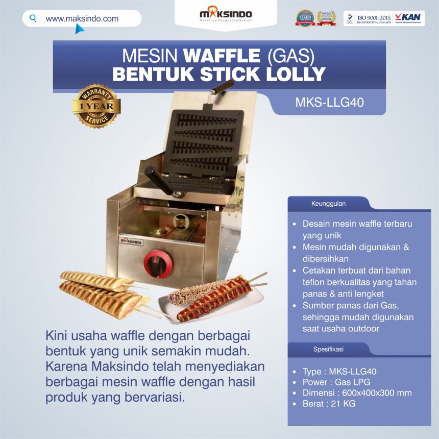 Jual Mesin Waffle Bentuk Stick Lolly (Gas) MKS-LLG40 di Palembang