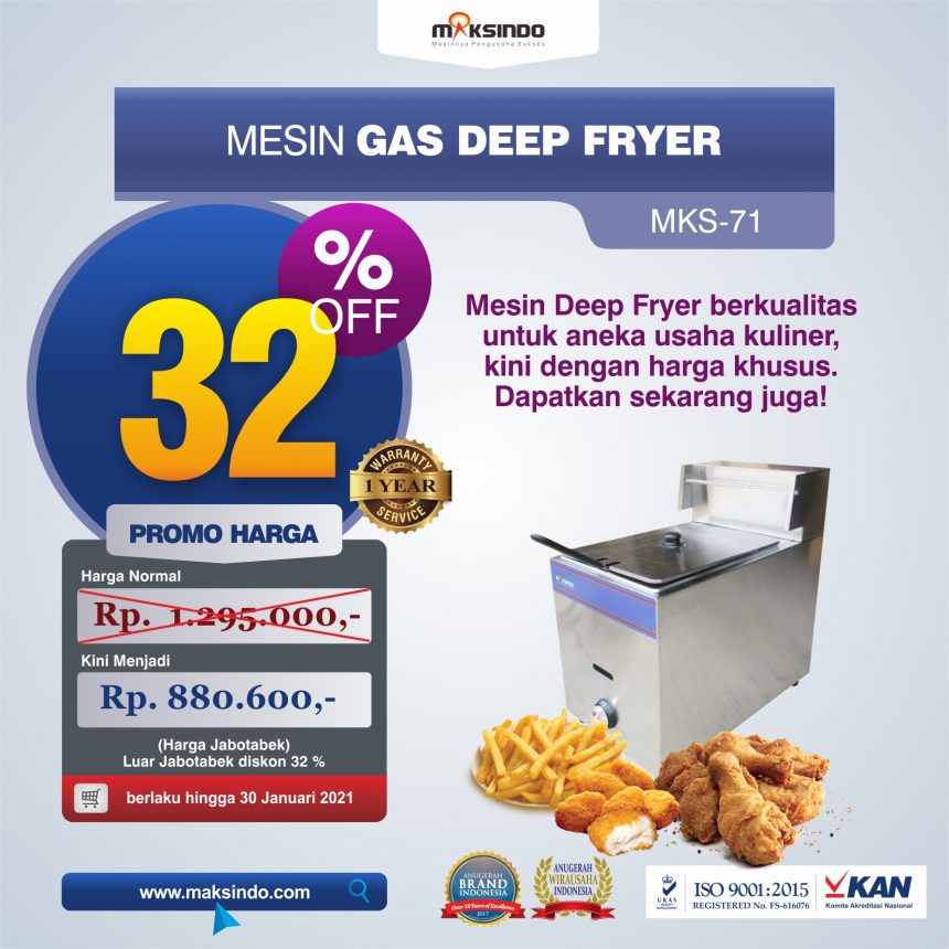 Jual Mesin Gas Deep Fryer MKS-71 di Palembang