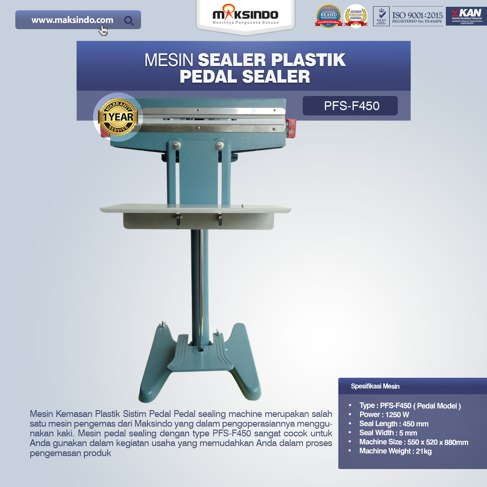 Jual Pedal Sealing Machine (PFS-F450) Di Palembang
