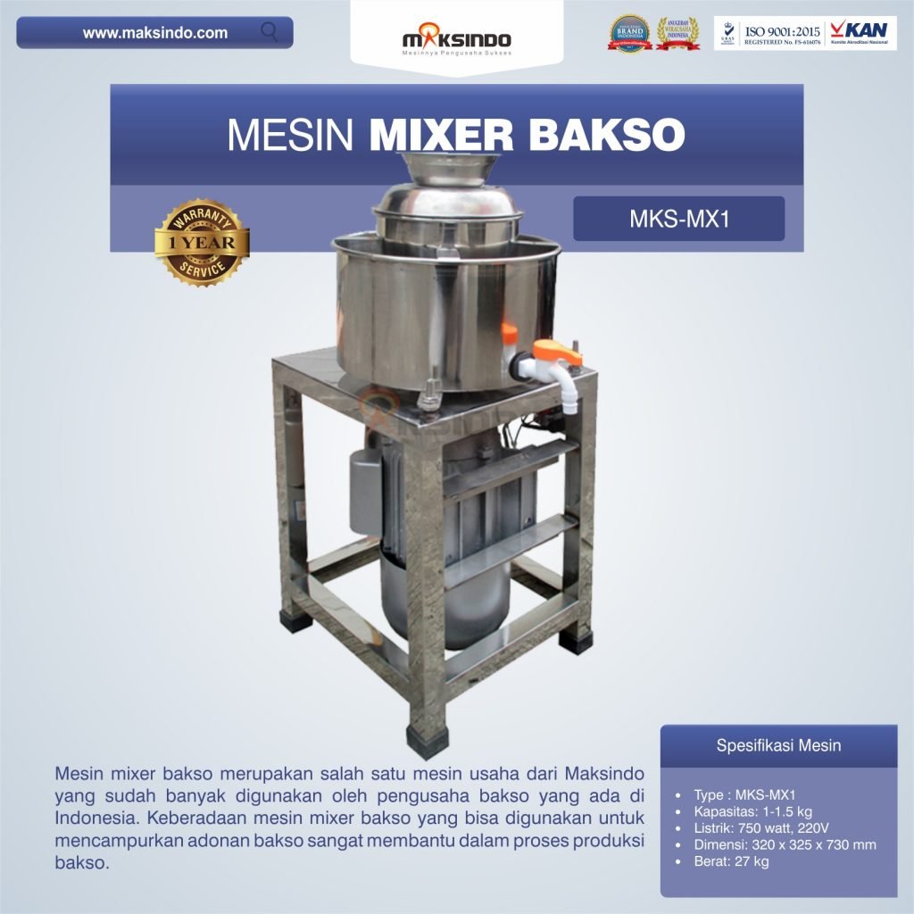 Jual Mesin Mixer Bakso MKS-MX1 di Palembang